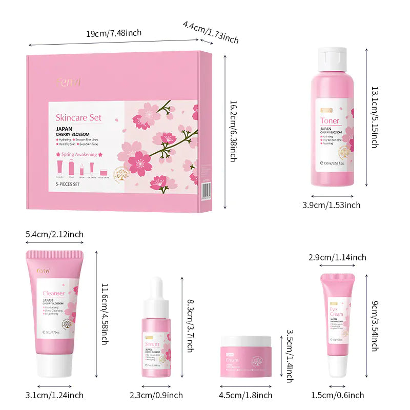 Japan Sakura Skincare Set - 5 Piece Face Care Kit