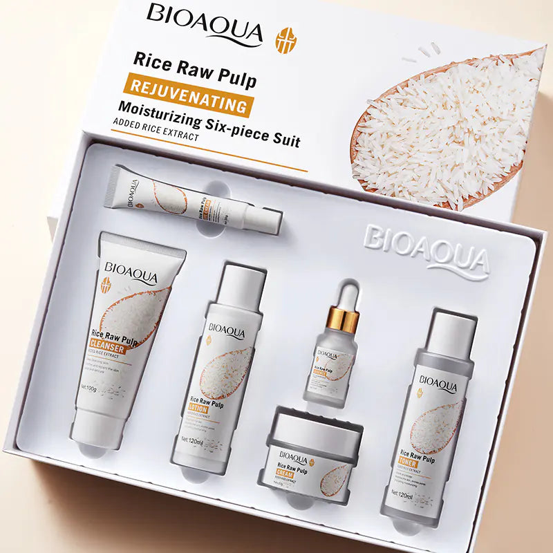 BIOAOUA Rice Skincare Set - 6 Pieces (Cross-Border Trade)
