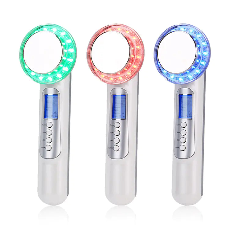 Ultrasound Ion Facial Device with LED Light Therapy